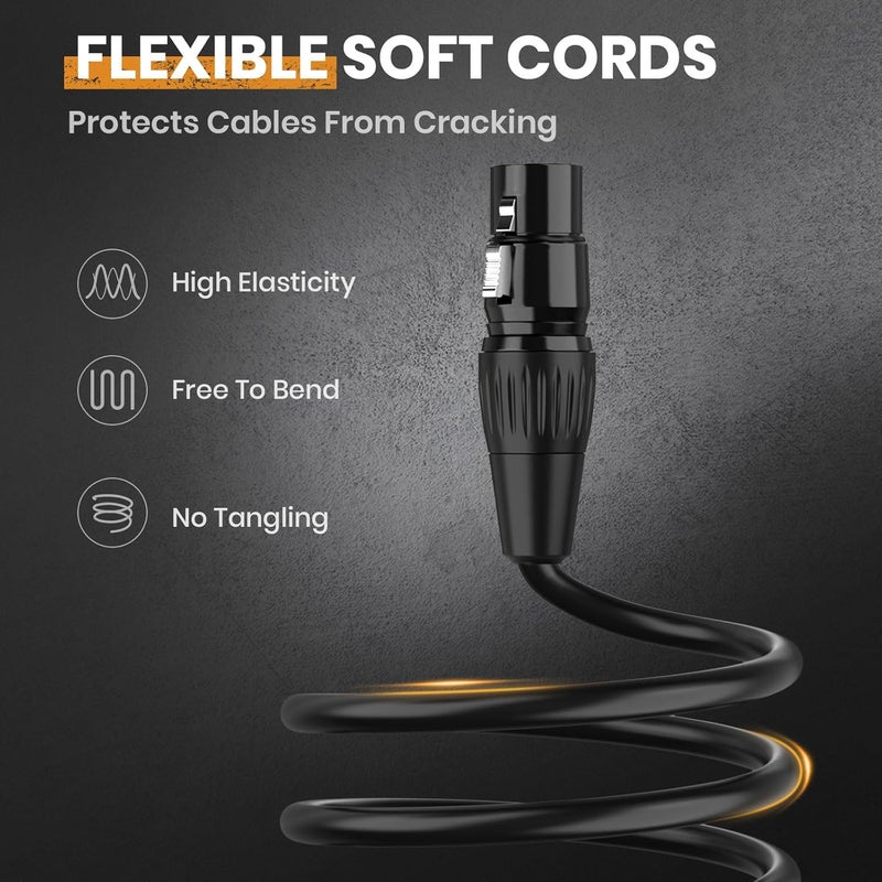 Czgor DMX Cable 50ft 2 Pack, 3 Pin Flexible Gold-Plated XLR Male to Female Cables Wire for Stage Lighting Signal XLR Connection Compatible with Stage Light, Par Lights, Spotlight Input & Output - Image 3